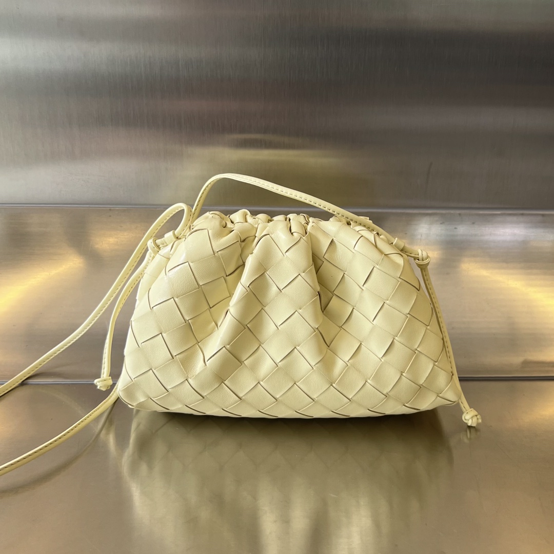 Mini Pouch Intrecciato Leather Clutch Light Yellow